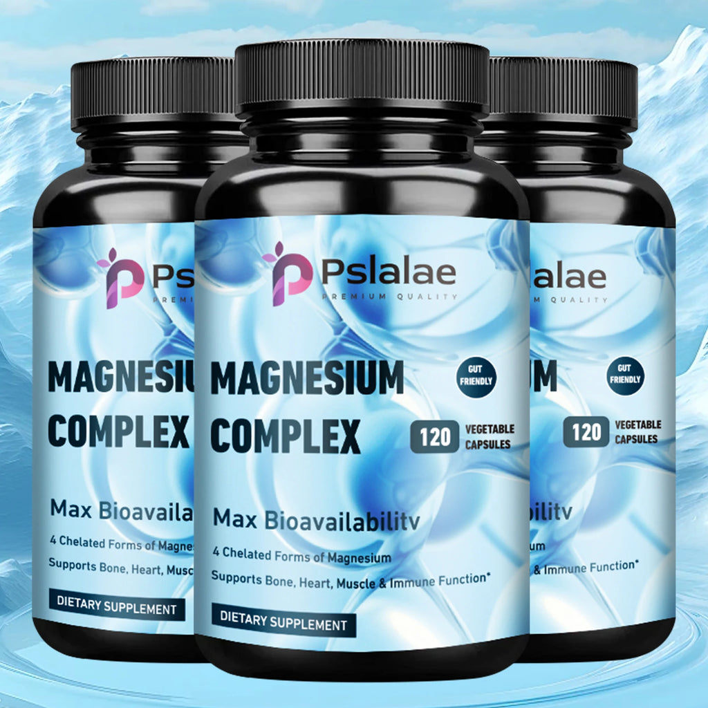 Complejo de magnesio-soporta el sueño profundo, promueve el crecimiento muscular, hueso, cerebro, salud del corazón-120 cápsulas