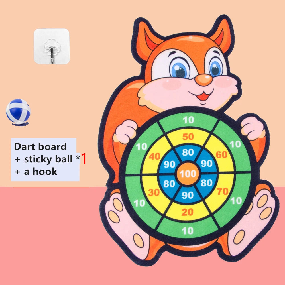 Juguetes Montessori para niños de 2 a 4 años, tablero de dardos de animales de dibujos animados, bola adhesiva, juguetes educativos interactivos familiares para bebés