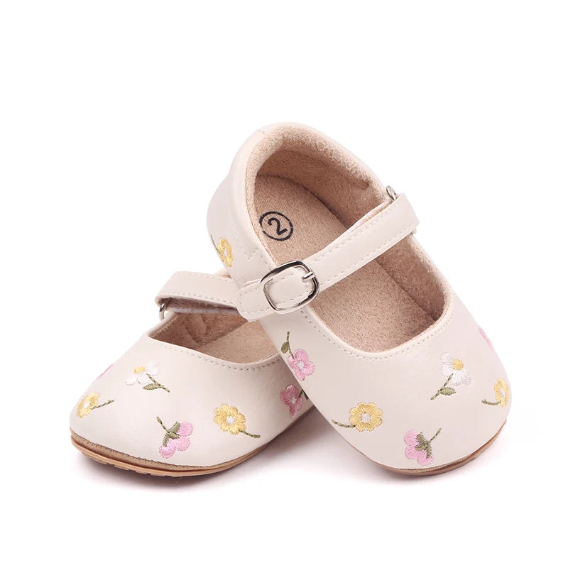 Sandalia de verano para bebé Estilo Mary Jane Linda flor bordada