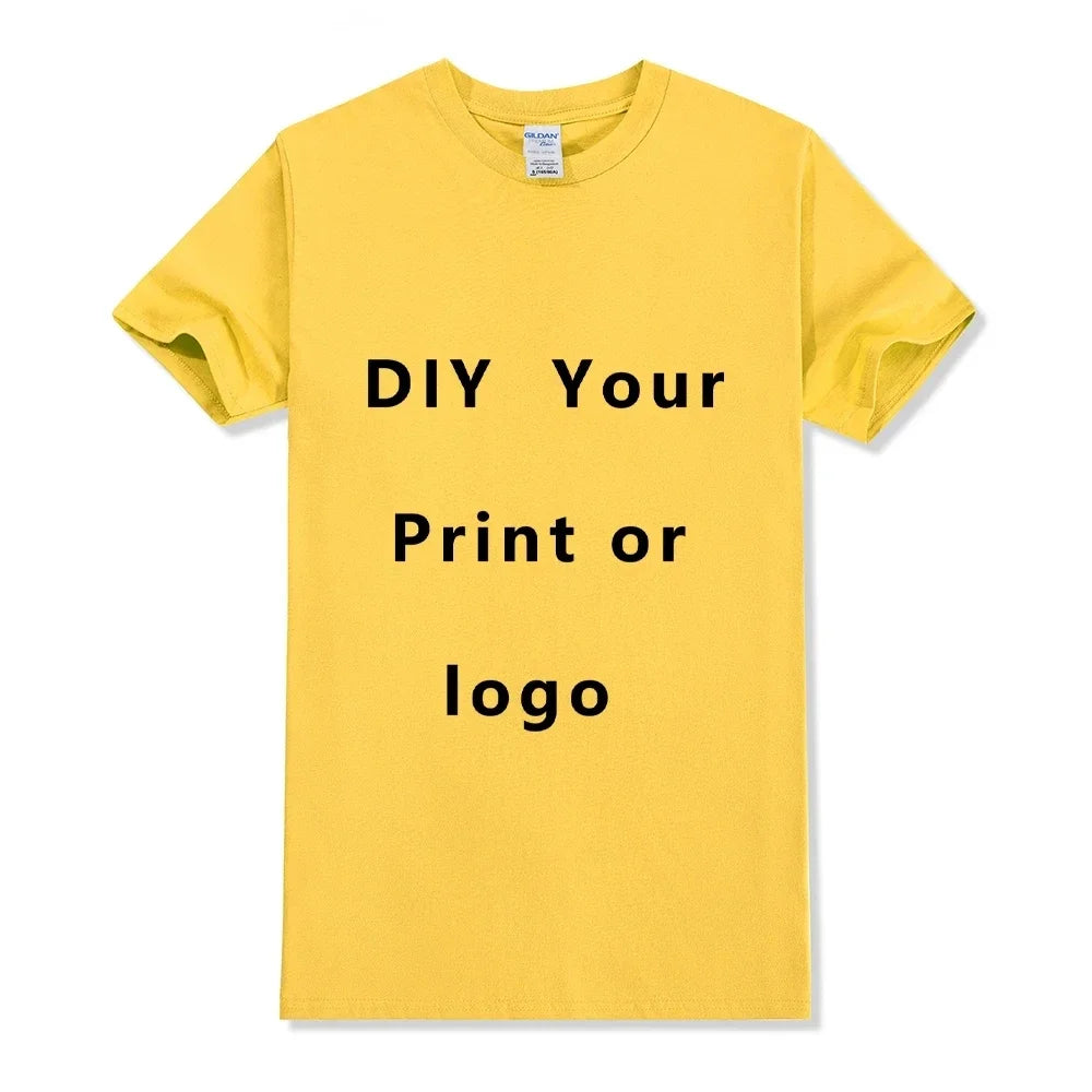 Camisa de manga corta de Color sólido con cuello redondo de algodón puro 100%, libre para agregar su propio diseño, camiseta informal suave, camiseta personalizada