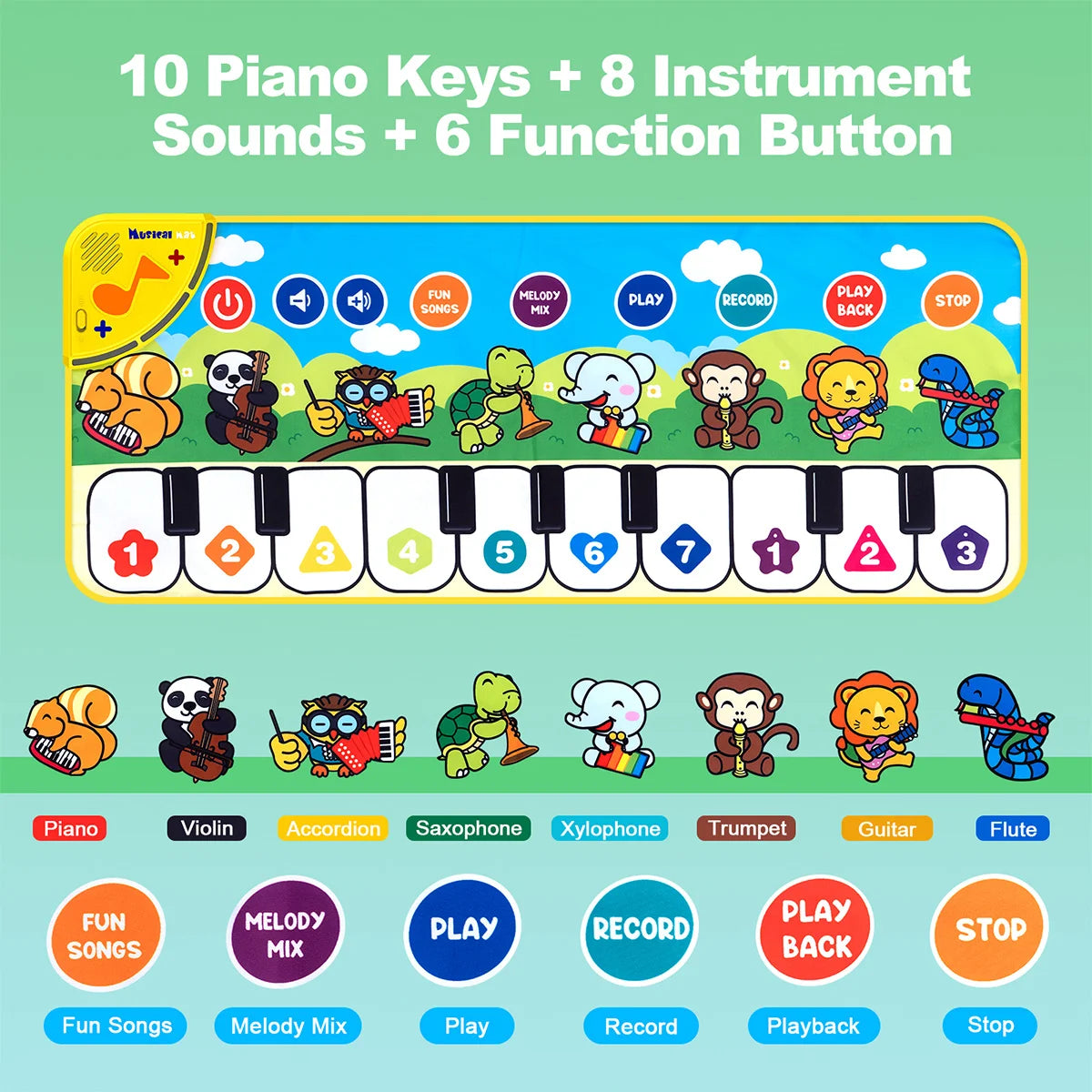 Instrumentos de juguete musical, almohadillas de piano, juguetes educativos musicales, estimulan las sentidos de los niños, estimulan el interés de los niños en la música