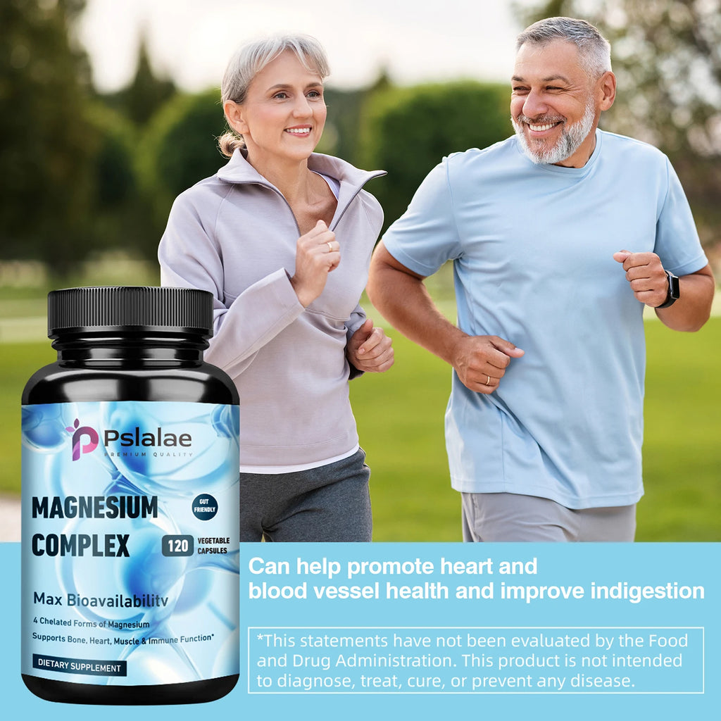 Complejo de magnesio-soporta el sueño profundo, promueve el crecimiento muscular, hueso, cerebro, salud del corazón-120 cápsulas