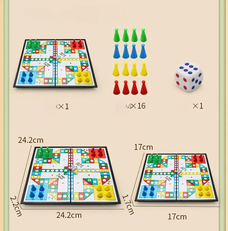 Mesa de juego de mesa magnética 9 en 1, alfombra grande, ajedrez volador/damas/ajedrez/serpiente/Backgammon/cuádruple/Tic-Tac-Toe, Fiesta en casa