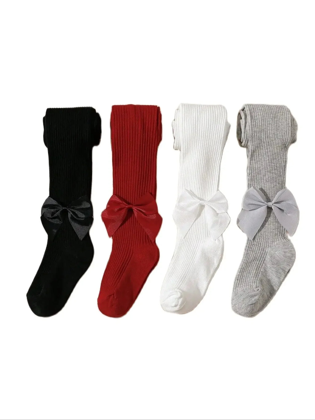 Medias para niños de 0 a 16 años con lazos laterales, lindas mallas de punto a rayas para niñas, medias suaves, pantalones antideslizantes para niños pequeños
