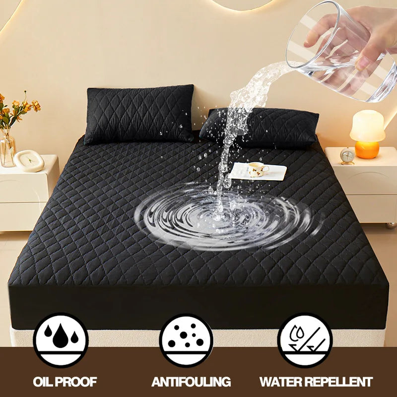 Protector de Colchón Acolchado Grueso Impermeable, Cubre Colchón Ajustable Queen/King, Protector de Cama (Sin Funda de Almohada)