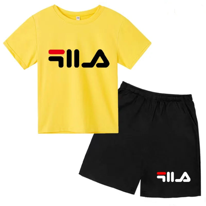 Ropa con letras para niños, camiseta de manga corta y pantalones cortos, ropa de verano fresca y encantadora, conjunto deportivo informal para niños y niñas de 3 a 12 años
