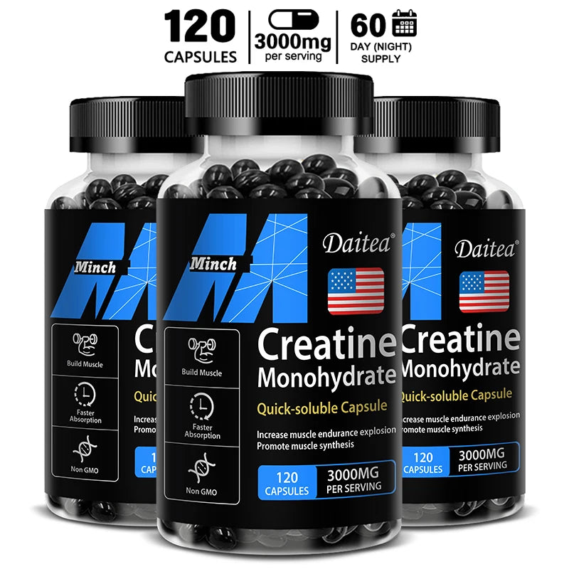 Monohidrato de creatina: 3.000 mg por servicio, creación de preentrenamiento para ayudar a desarrollar los músculos, mejorar la energía y el rendimiento