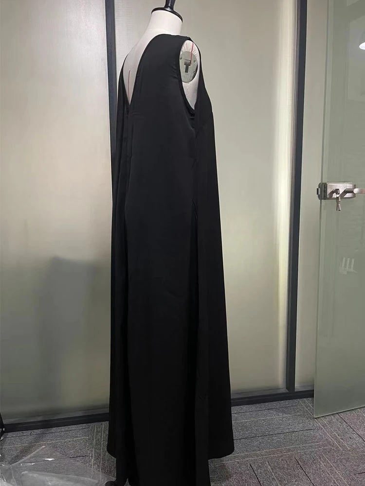 Vestidos de Fiestas Elegantes Mujer Vestidos largos sin mangas de color sólido con espalda en V para vestidos largos casuales