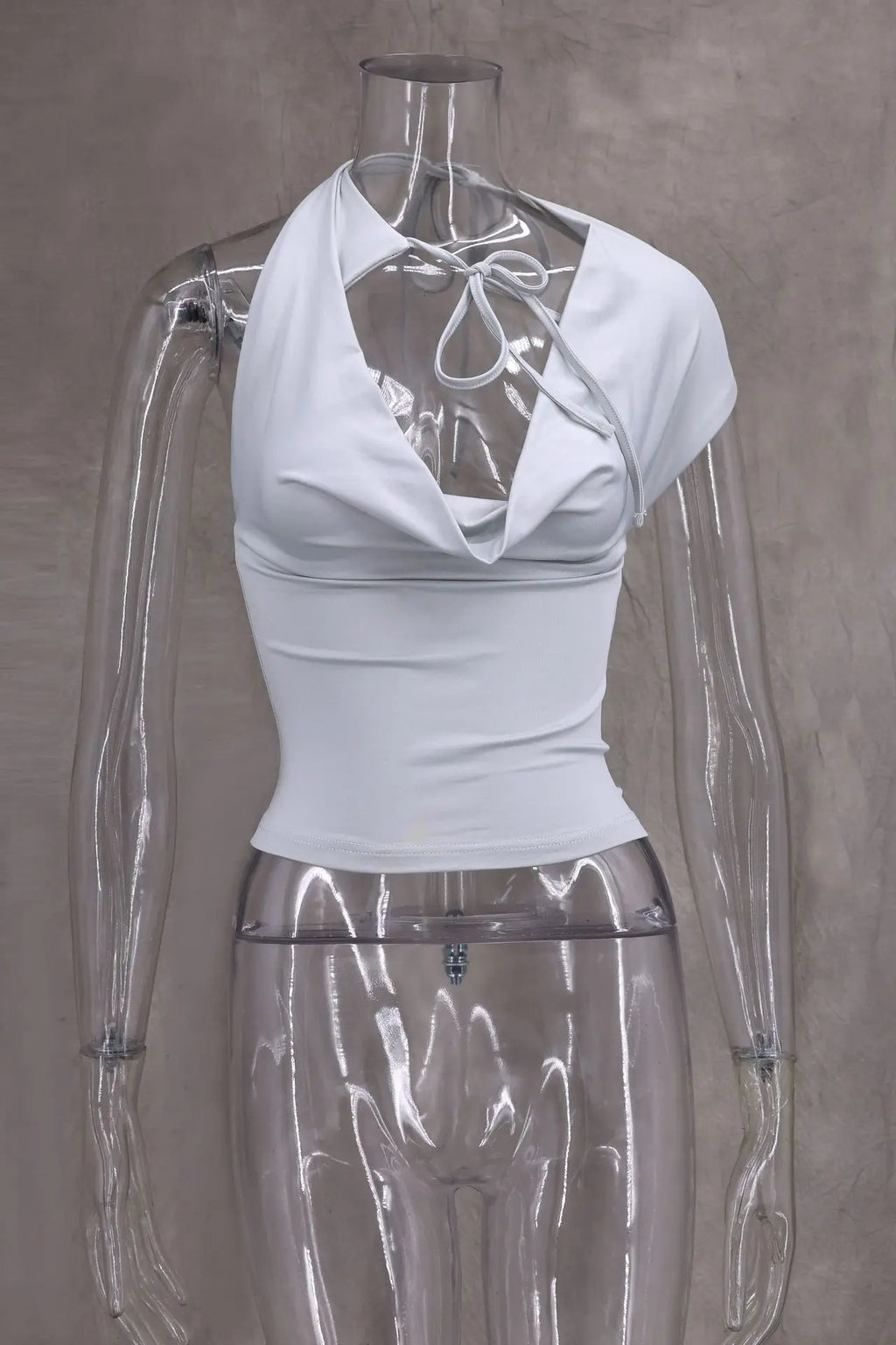 Camisetas sexis con cordones lisos para mujer, camisetas sin mangas con espalda descubierta y cuello Halter elegante, Top corto elástico Y2K para chica joven