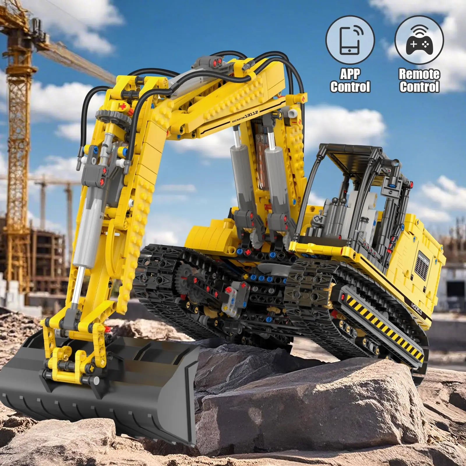 MOLD KING 13112 juguetes de coches técnicos la aplicación MOC-2513 y RC modelo de excavadora motorizada bloques de construcción ladrillos niños regalo de Navidad