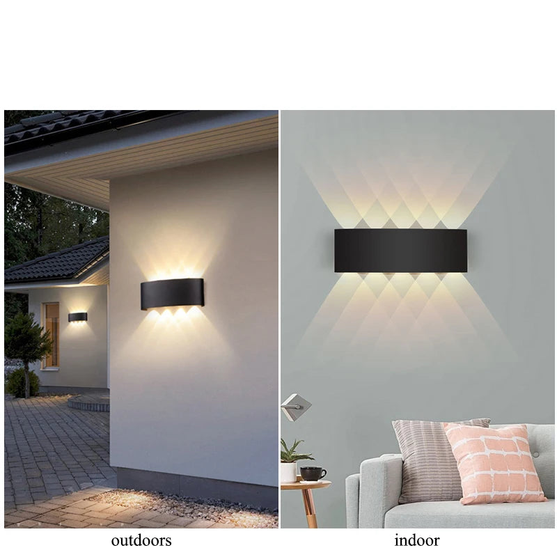 Lámpara de pared LED arriba y abajo, luz de pared Interior impermeable para dormitorio, sala de estar, pasillo, iluminación interior y exterior