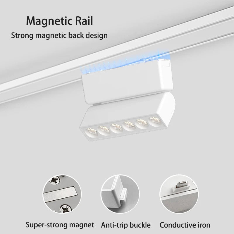 Sistema de luz de pista magnética de montaje en superficie de techo regulable Tuya Zigbee inteligente fino de 6MM lámpara delgada blanca y negra segura DC48V para el hogar
