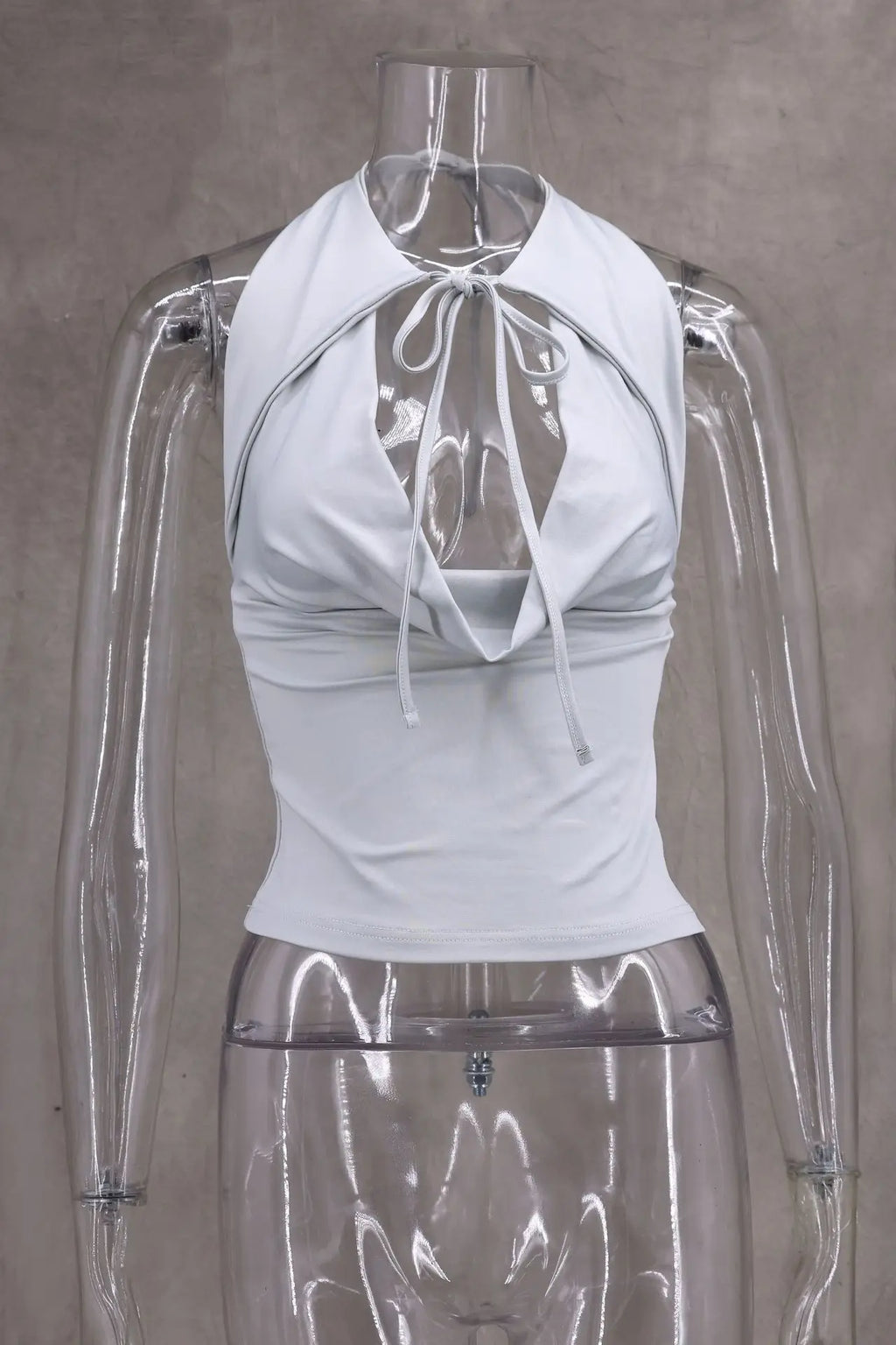 Camisetas sexis con cordones lisos para mujer, camisetas sin mangas con espalda descubierta y cuello Halter elegante, Top corto elástico Y2K para chica joven