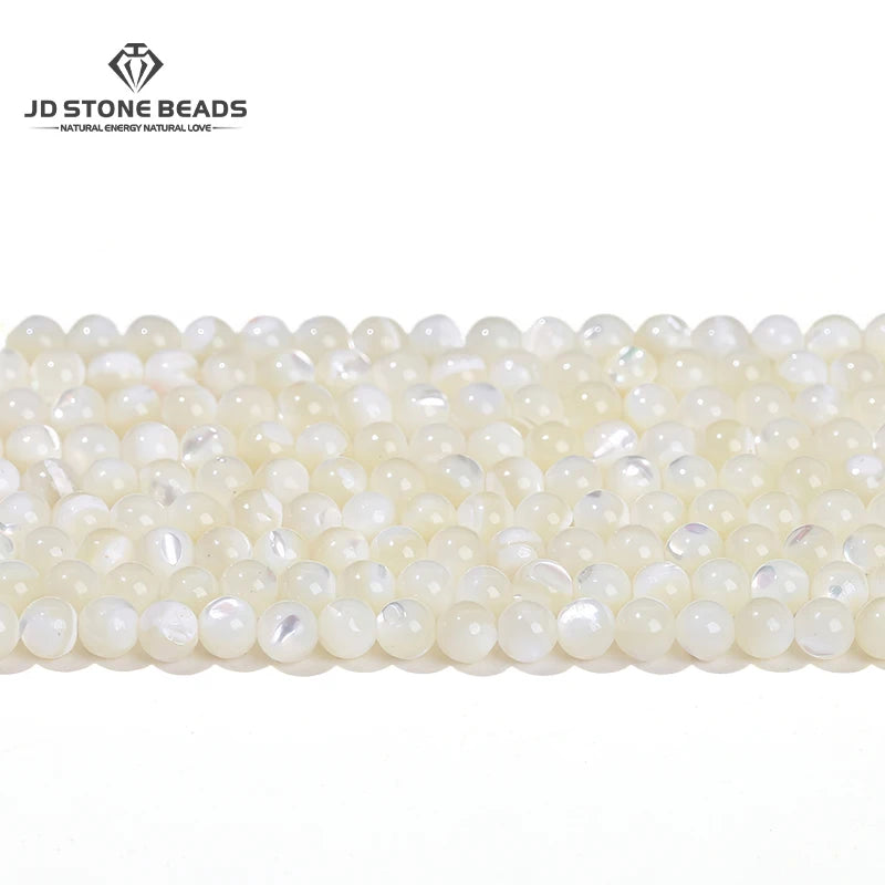 Cuentas de concha de nácar blanco Natural de 2, 3 y 4mm, cuentas redondas espaciadoras sueltas, cuentas pequeñas para fabricación de joyería, accesorio para collar y pulsera DIY