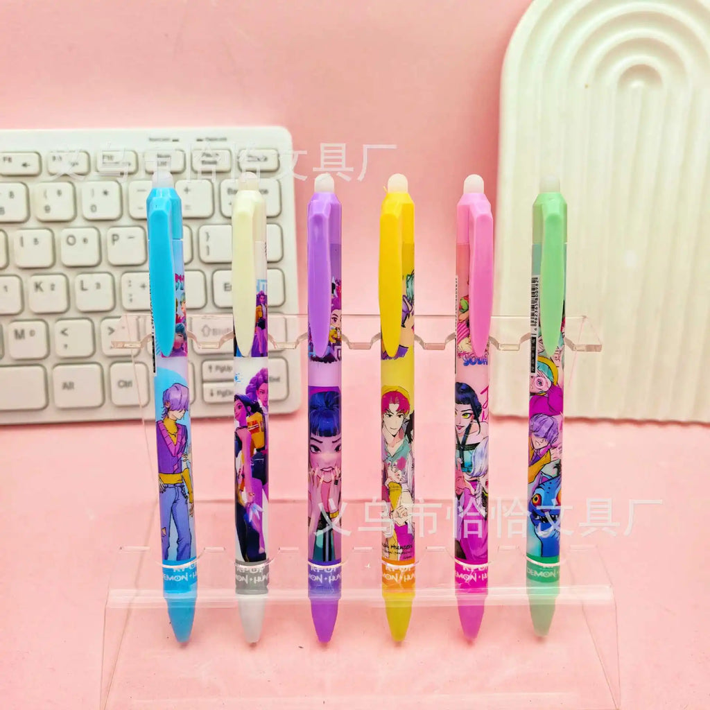 Bolígrafos Borrables Kpop Demon Hunter, Bolígrafos de Gel Kawaii Rumi Mira Zoey para Niños, Estudiantes, Material Escolar, Oficina, Escritura, Regalo de Cumpleaños