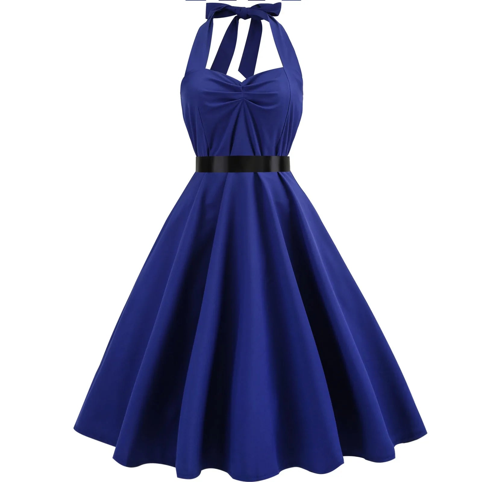 Vestido de fiesta Vintage para mujer, vestido Sexy de Color sólido con cuello Halter, túnica con Pin Up, Rockabilly Y2k, Verano