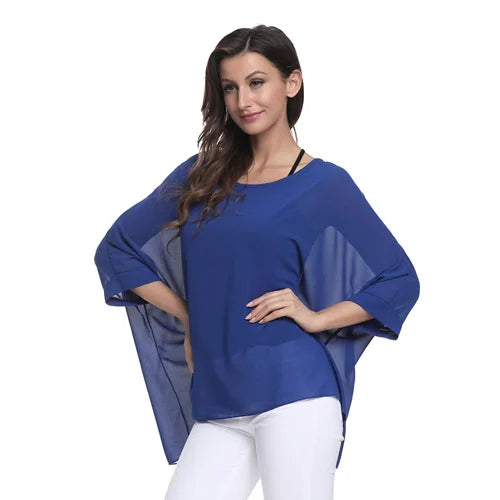 Novedad 2015 de mini vestidos casuales de gasa con estampado de flores para señoras, vestidos estilo bohemio con manga de murciélago en tallas grandes 4XL 5XL 6XL