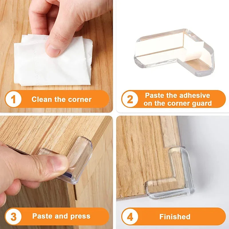 Protector de esquinas de silicona para seguridad de bebés, protector de bordes de mesa suave y transparente, anticolisión, 4/10 Uds.