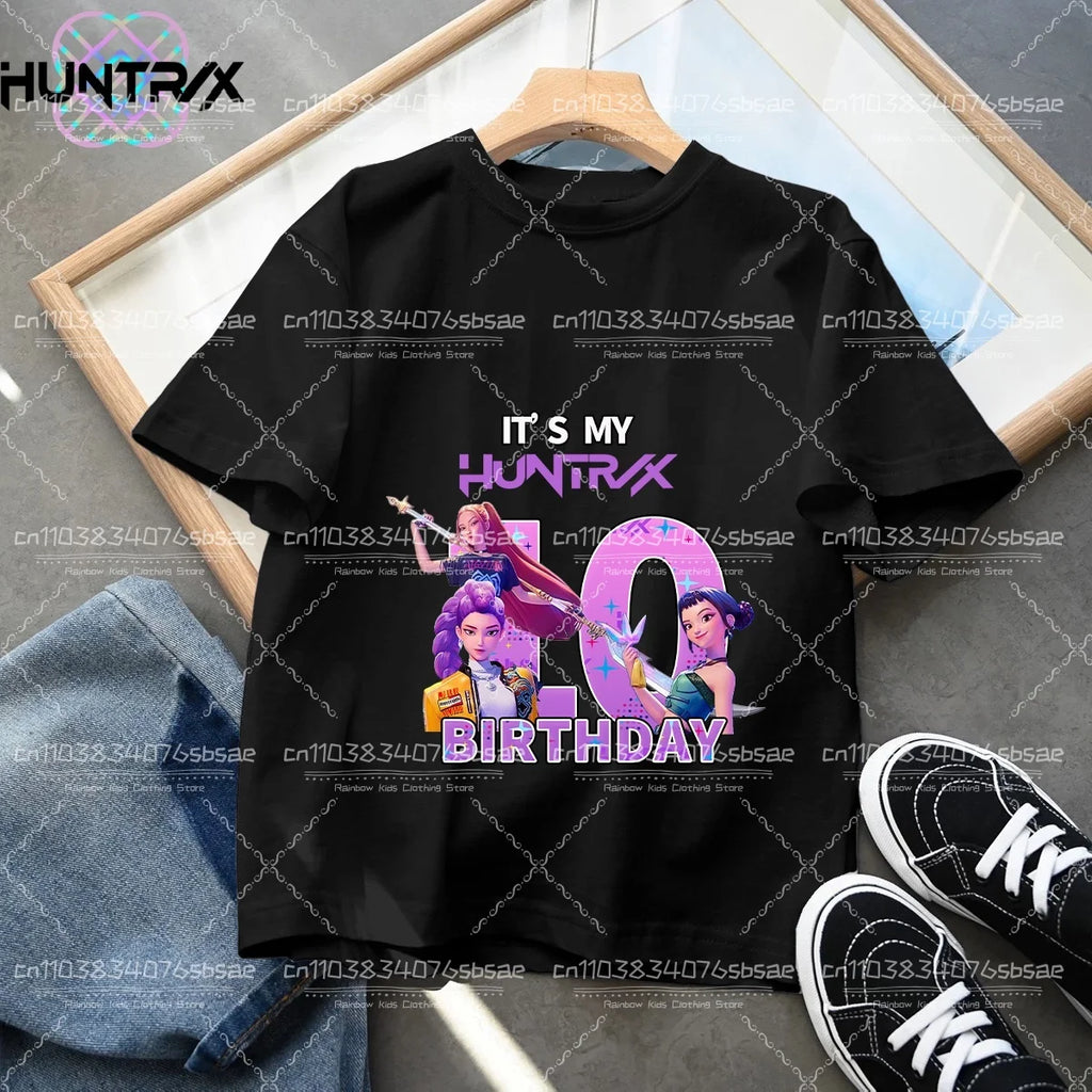 Camiseta Kpop Demon Hunters Number, Tops Kawaii Rumy para cumpleaños, ropa de fiesta para niñas, camiseta de verano de manga corta de algodón, ropa para niños, Boutique