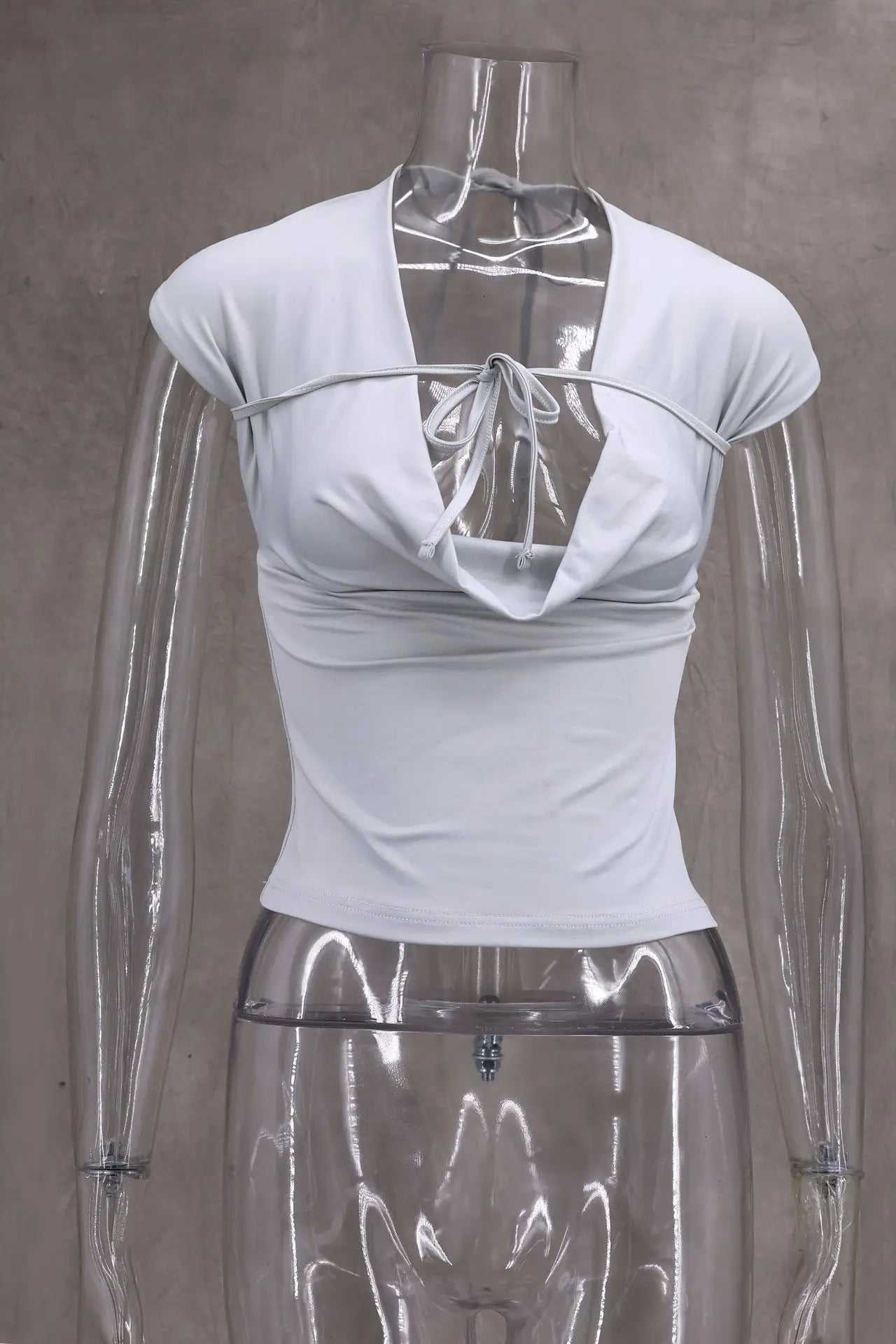 Camisetas sexis con cordones lisos para mujer, camisetas sin mangas con espalda descubierta y cuello Halter elegante, Top corto elástico Y2K para chica joven