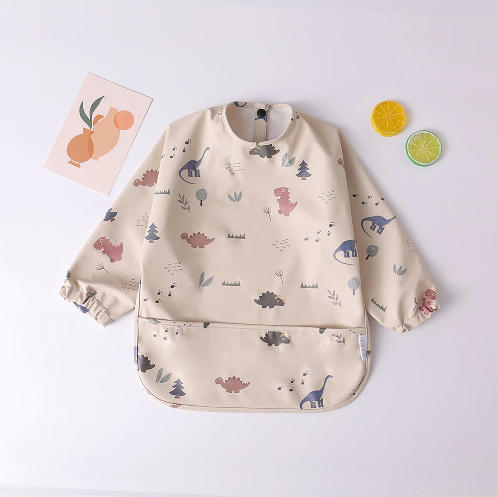 Bufanda de manga larga para bebés y niños pequeños, bata artística impermeable, babero para alimentar, delantal con bolsillo, Baberos Bandana de tela para eructar para niños y niñas
