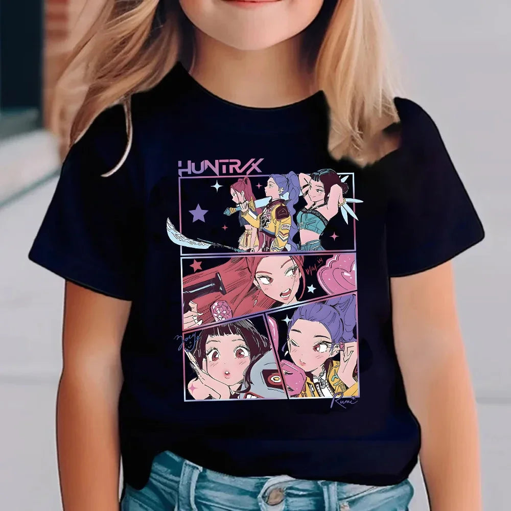 Camiseta Kpop Demon Hunters para niños, camiseta de manga corta para mujer, camiseta Saja para niños, camiseta Kpop Demon Hunters, ropa familiar para niños y niñas