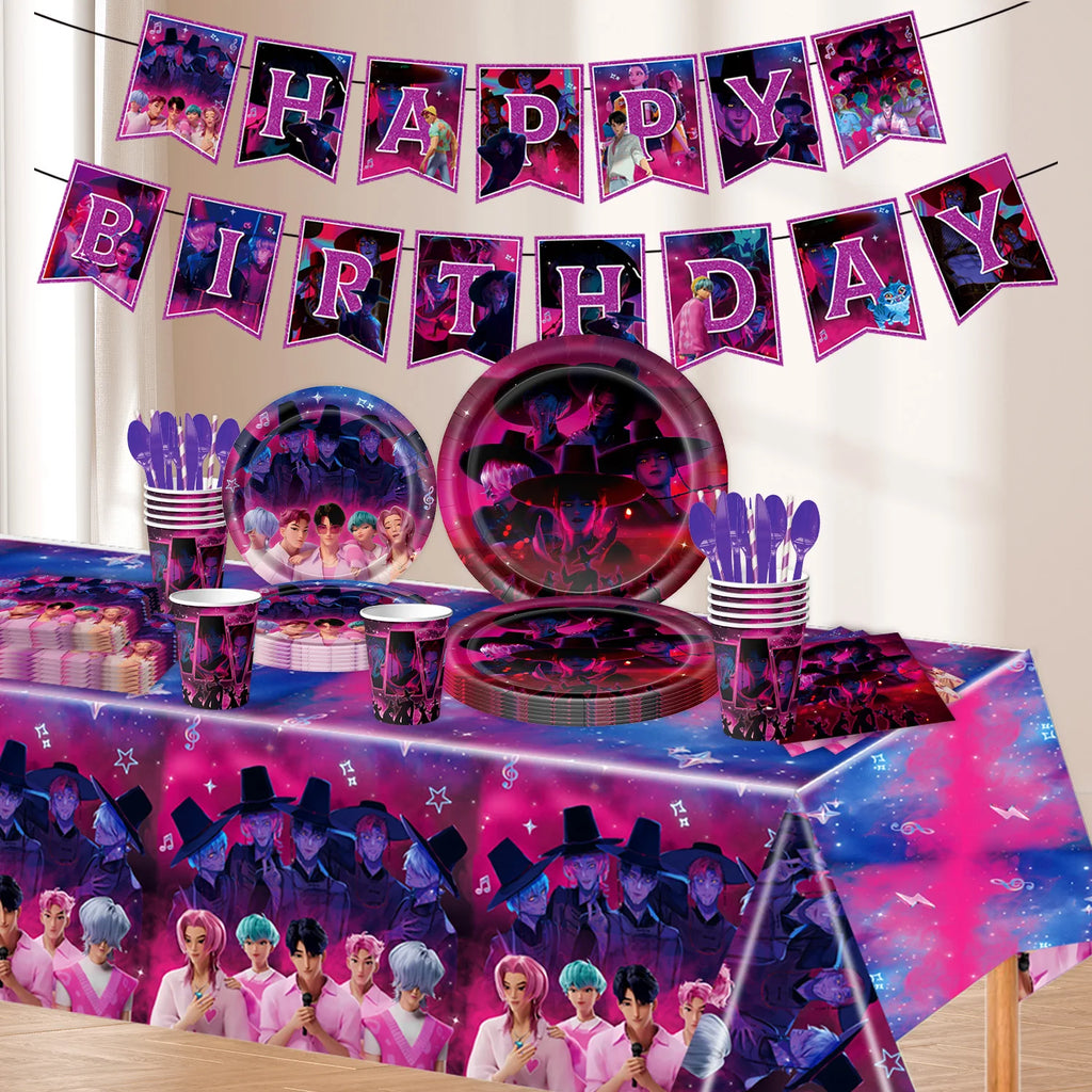 Kpop Demon Hunters niñas Huntrix Saja niños decoración de fiesta de cumpleaños para accesorios joyería Rumi Zoey Jinu Mira Fans HUNTERS regalos