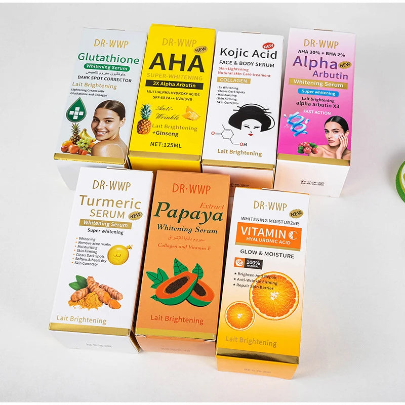 Esencia de 125 ml con Arbutina/Cúrcuma/Vitamina C para una Piel Radiante, Hidratante y Reafirmante, Esencia Líquida con AHA/Papaya/Glutatión/Ácido Kójico