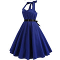 Vestido de fiesta Vintage para mujer, vestido Sexy de Color sólido con cuello Halter, túnica con Pin Up, Rockabilly Y2k, Verano