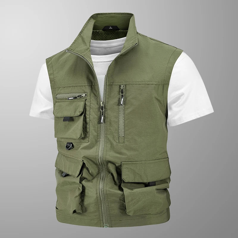 Chaqueta de caza para acampar, chaleco de trabajo para hombre, cortavientos táctico, talla grande, Golf, sin mangas, pesca, abrigo impermeable, chaleco de verano