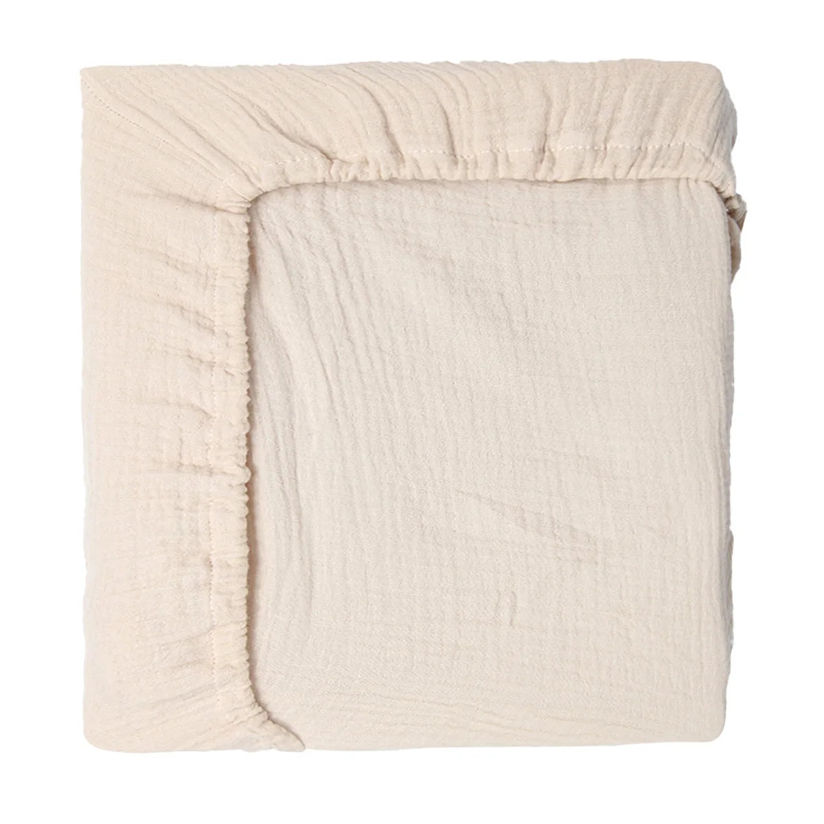 Sábana ajustable para cuna de muselina arrugada de algodón 100% para bebé, suave, transpirable, Color sólido, funda de colchón para cuna de bebé, ropa de cama