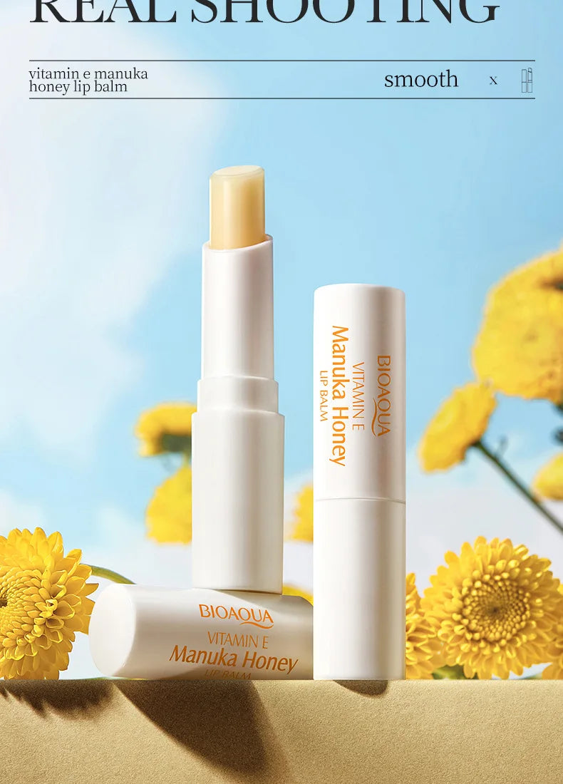 BIOAOUA vitamina E miel bálsamo labial hidratante antigrietas nutritivo lápiz labial labios productos para el cuidado de la piel