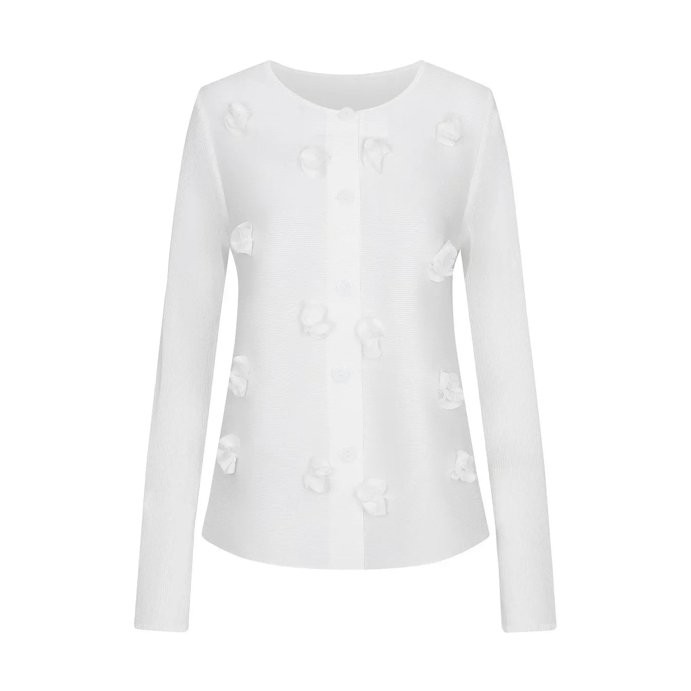 YUDX-abrigos cortos plisados para mujer, ropa de diseñador, cárdigan con botones blancos, apliques 3D, pétalos de concha, Primavera, 2022