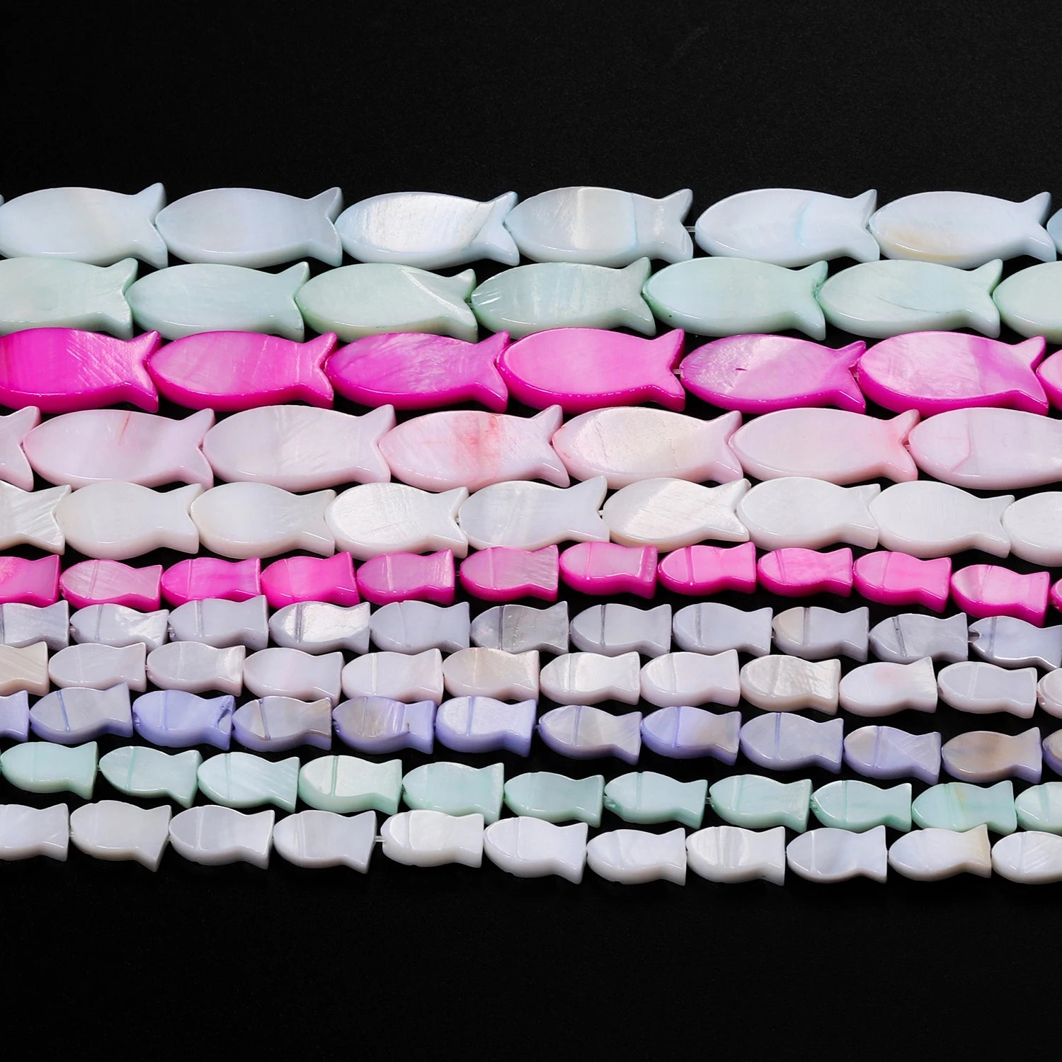Conchas naturales de agua dulce con forma de pez, concha de nácar teñida multicolor, cuentas espaciadoras sueltas para fabricación de joyería, pulsera DIY