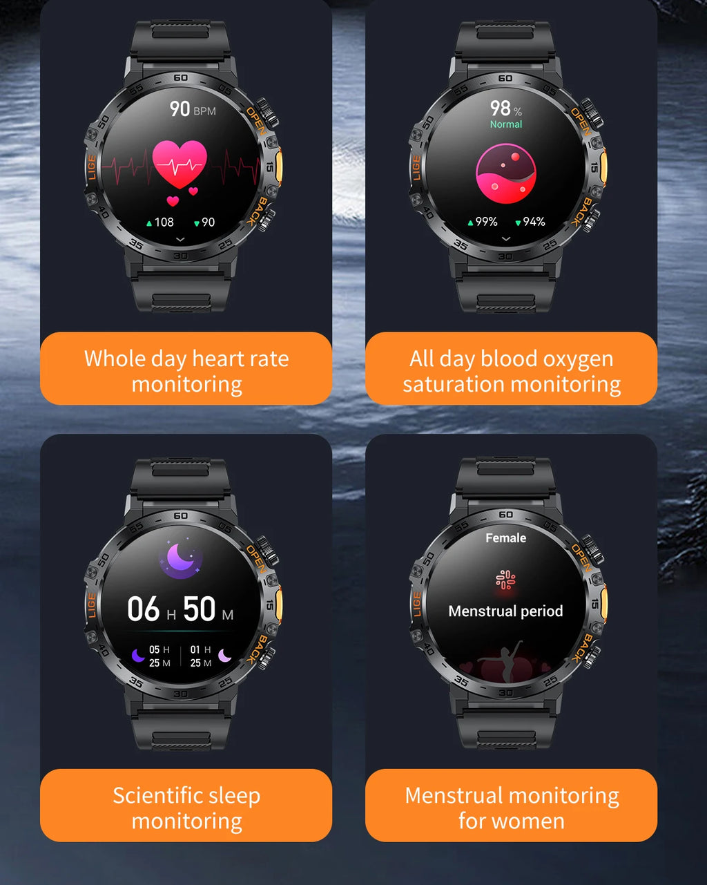 LIGE 2024 reloj inteligente para hombres 360*360 pantalla AMOLED HD relojes deportivos impermeables para Fitness linterna nueva reloj inteligente para hombres para Andrio IOS