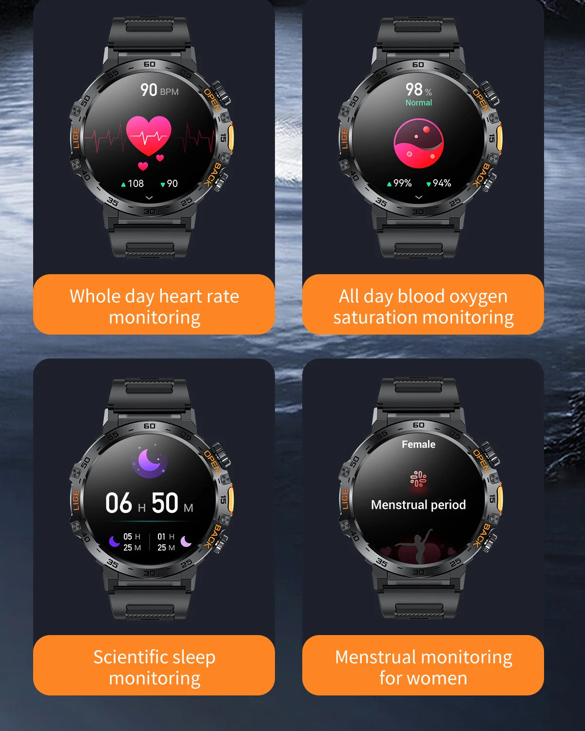 LIGE 2024 reloj inteligente para hombres 360*360 pantalla AMOLED HD relojes deportivos impermeables para Fitness linterna nueva reloj inteligente para hombres para Andrio IOS