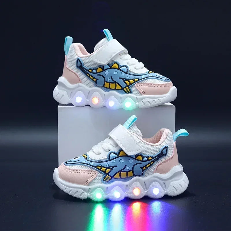 Zapatillas LED informales con bonitos dibujos para niños, zapatos para niñas, zapatos de iluminación transpirables de malla, zapato iluminado para bebés