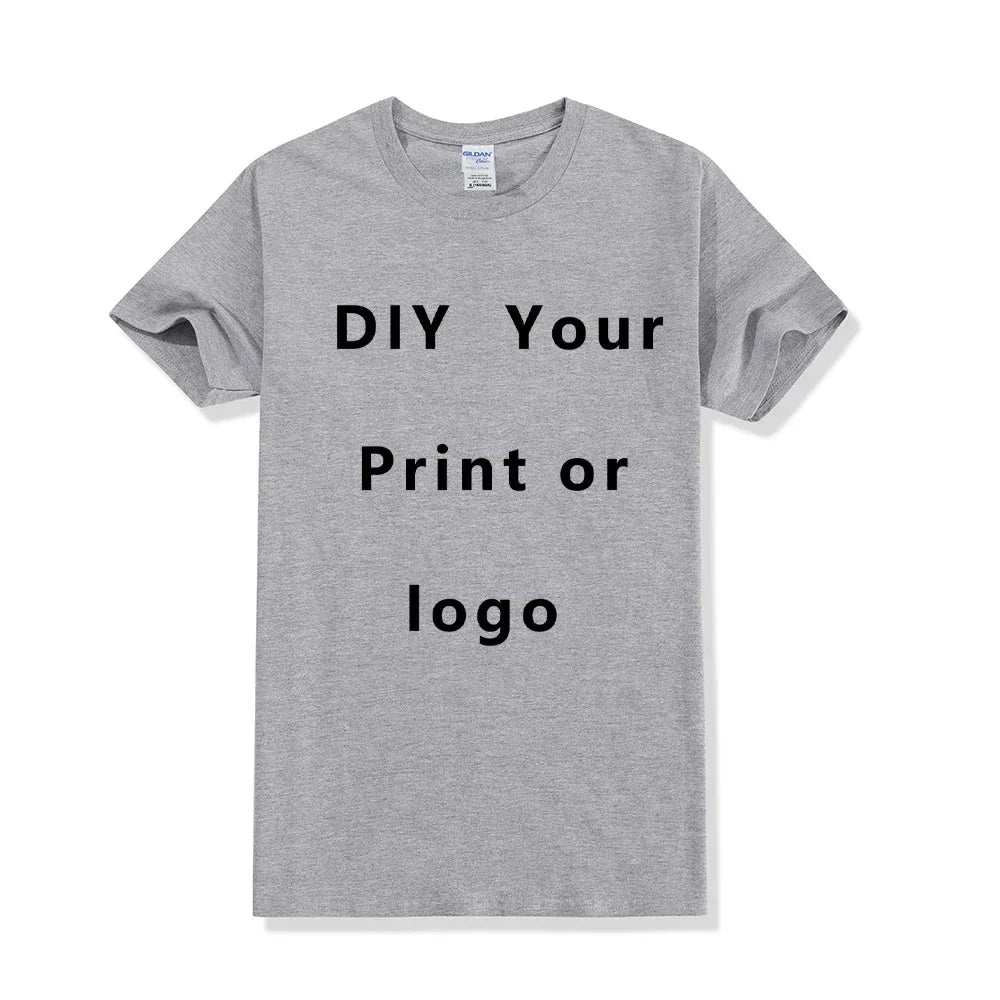 Camisa de manga corta de Color sólido con cuello redondo de algodón puro 100%, libre para agregar su propio diseño, camiseta informal suave, camiseta personalizada