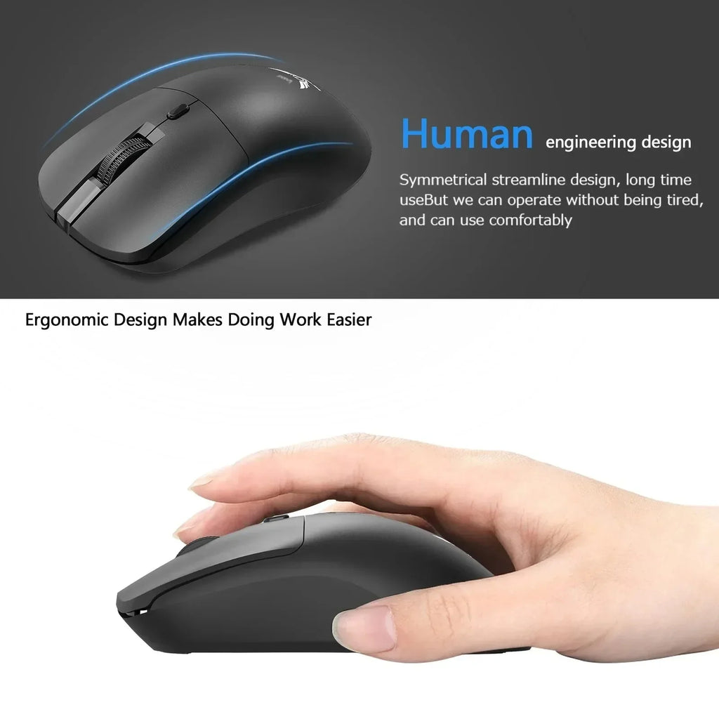 Ratón inalámbrico de 2,4G, Bluetooth 5,4, ratón ergonómico para juegos, ratón de 800-1200-1600 DPI, ratón de oficina recargable para PC y portátil