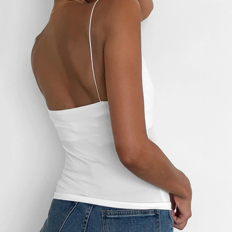 Camiseta sin mangas Sexy de verano para mujer, Tops básicos con tirantes, camisola delgada sin mangas