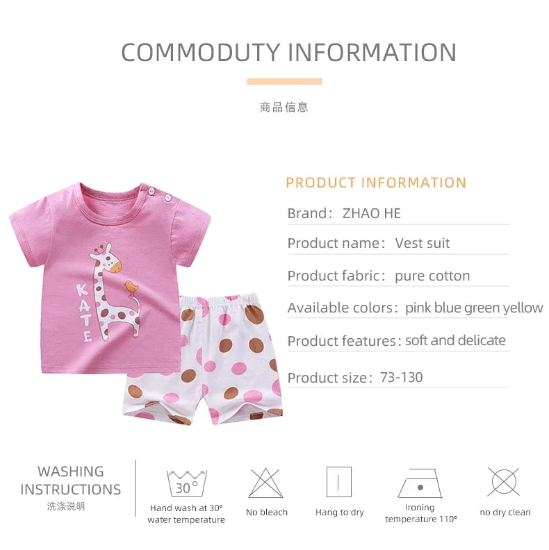 Conjuntos para niños, ropa para madres y niños, camiseta para niños y niñas, pantalones cortos, 2 uds., ropa de verano de algodón de manga corta para bebés, traje para niños pequeños