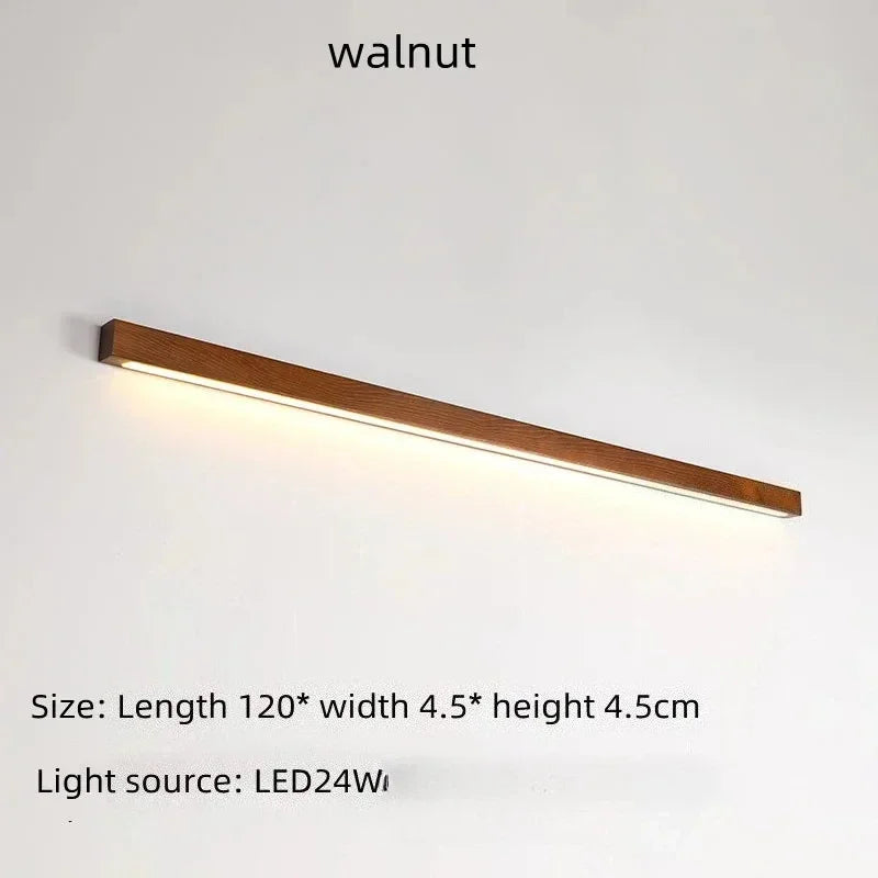 Lámpara de Pared de Listones de Madera Estilo Japonés Wabi-Sabi, Diseño Minimalista de Tira Larga para Sala de Estar, Dormitorio, Pasillo, Decoración del Hogar