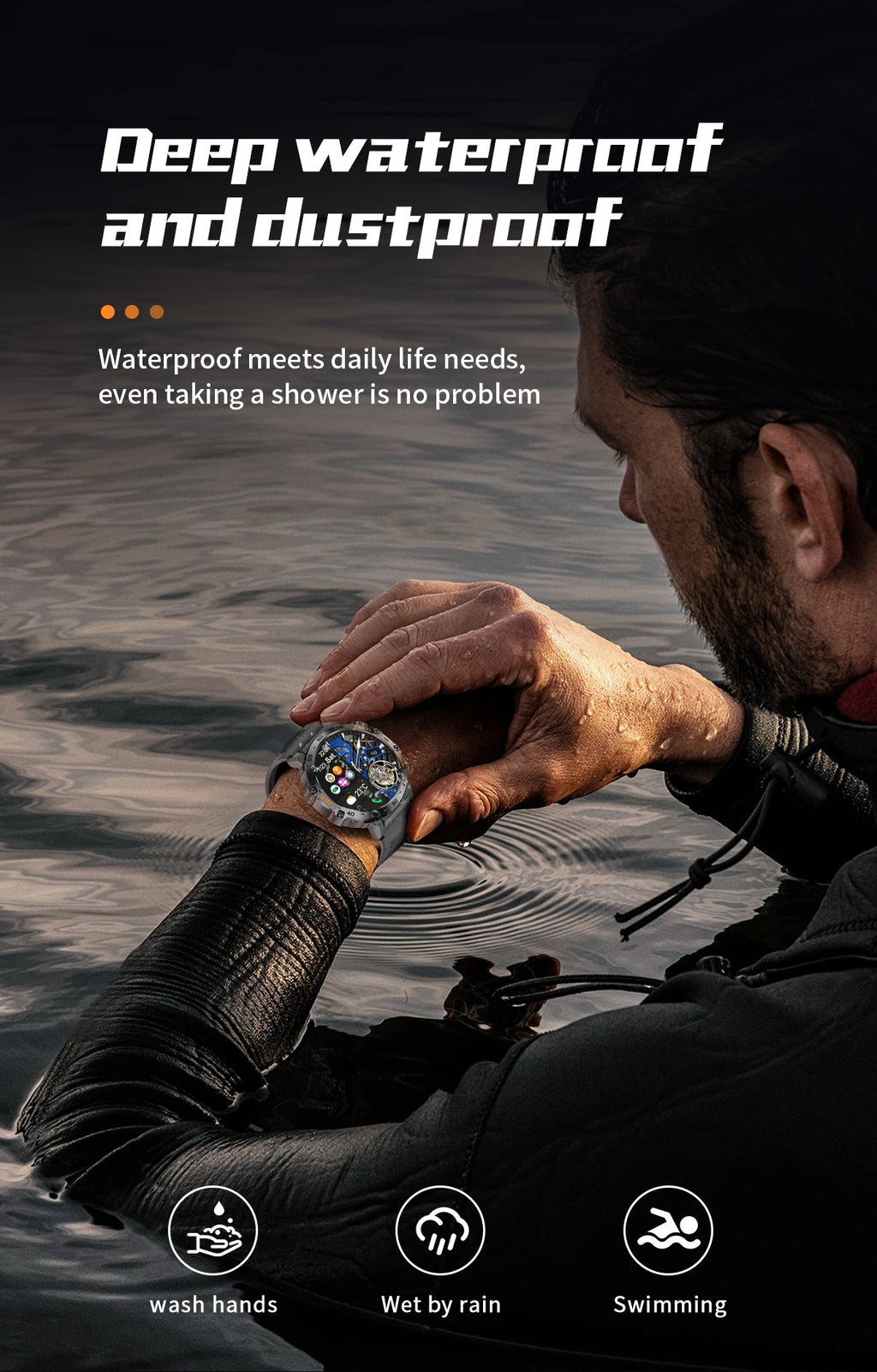 LIGE 2024 reloj inteligente para hombres 360*360 pantalla AMOLED HD relojes deportivos impermeables para Fitness linterna nueva reloj inteligente para hombres para Andrio IOS