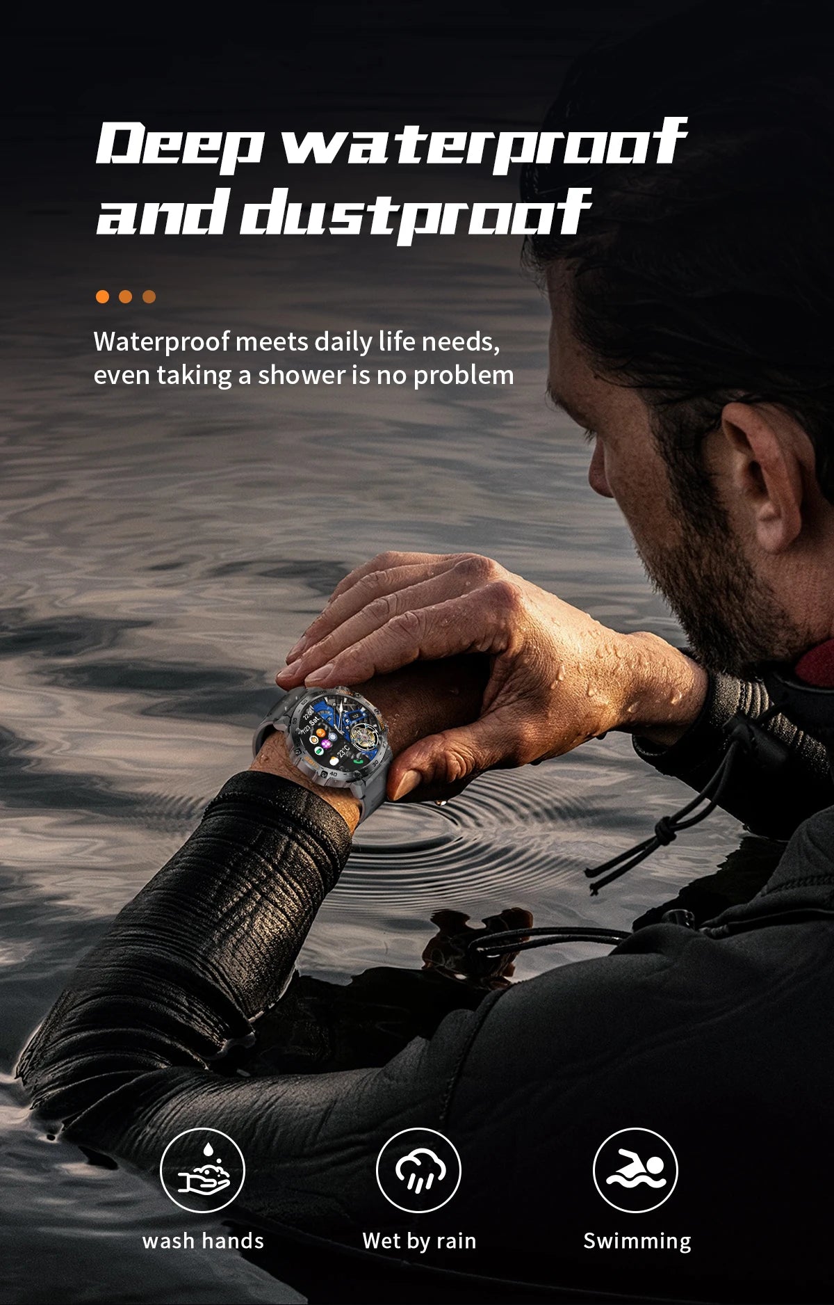 LIGE 2024 reloj inteligente para hombres 360*360 pantalla AMOLED HD relojes deportivos impermeables para Fitness linterna nueva reloj inteligente para hombres para Andrio IOS