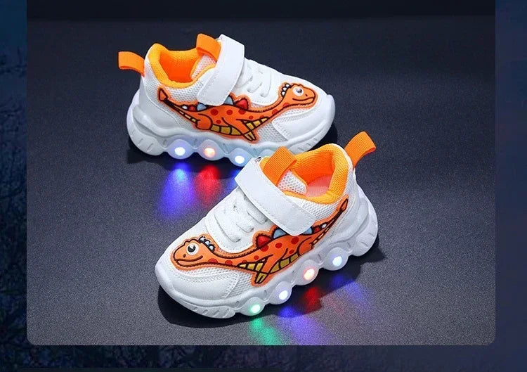 Zapatillas LED informales con bonitos dibujos para niños, zapatos para niñas, zapatos de iluminación transpirables de malla, zapato iluminado para bebés