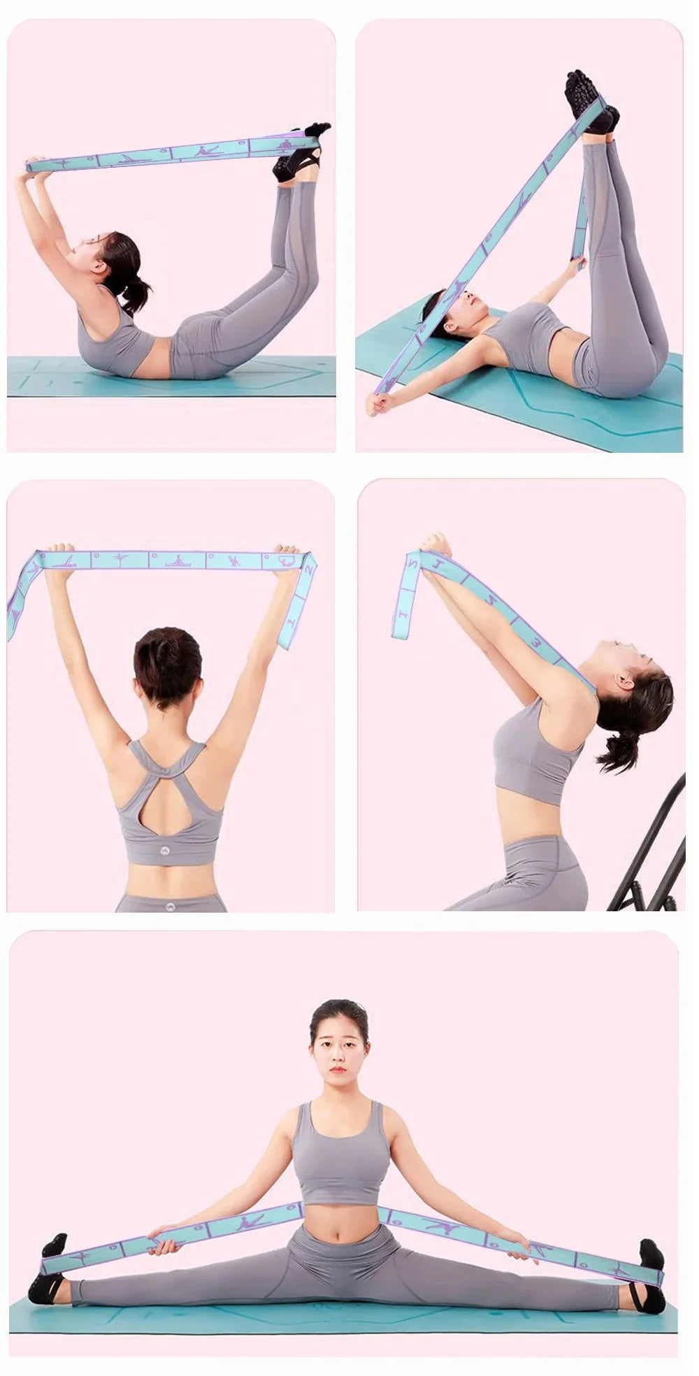 Bandas elásticas de resistencia para Yoga, 8/9 secciones, Ballet, Pilates, ejercicios de estiramiento, banda de entrenamiento físico para baile para niños y adultos en casa