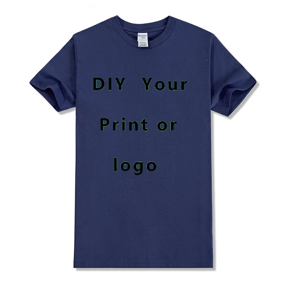 Camisa de manga corta de Color sólido con cuello redondo de algodón puro 100%, libre para agregar su propio diseño, camiseta informal suave, camiseta personalizada