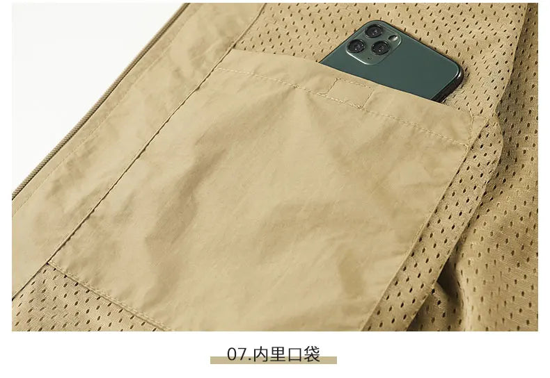 Chaqueta de caza para acampar, chaleco de trabajo para hombre, cortavientos táctico, talla grande, Golf, sin mangas, pesca, abrigo impermeable, chaleco de verano