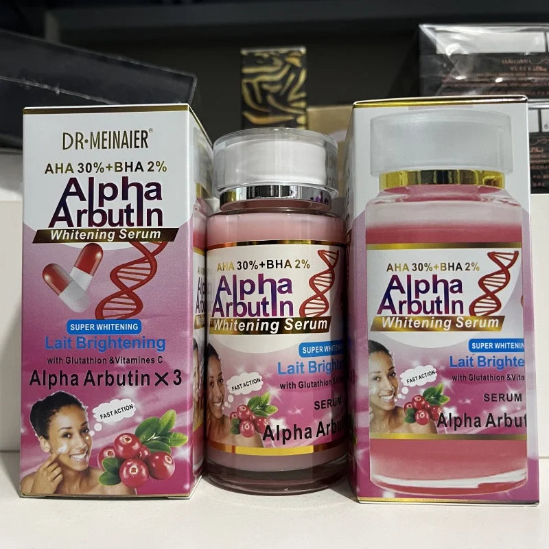 120ml SUPER AHA 30%+BHA2% Alpha Arbutin X 3 Suero facial Iluminador de leche con glutatión y vitamina C Crema