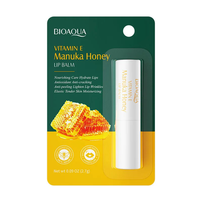 BIOAOUA vitamina E miel bálsamo labial hidratante antigrietas nutritivo lápiz labial labios productos para el cuidado de la piel